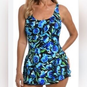 NWT Maxine of Hollywood Swimsuit Swimdress 16 Dandelion Fields Swim Dress Modest